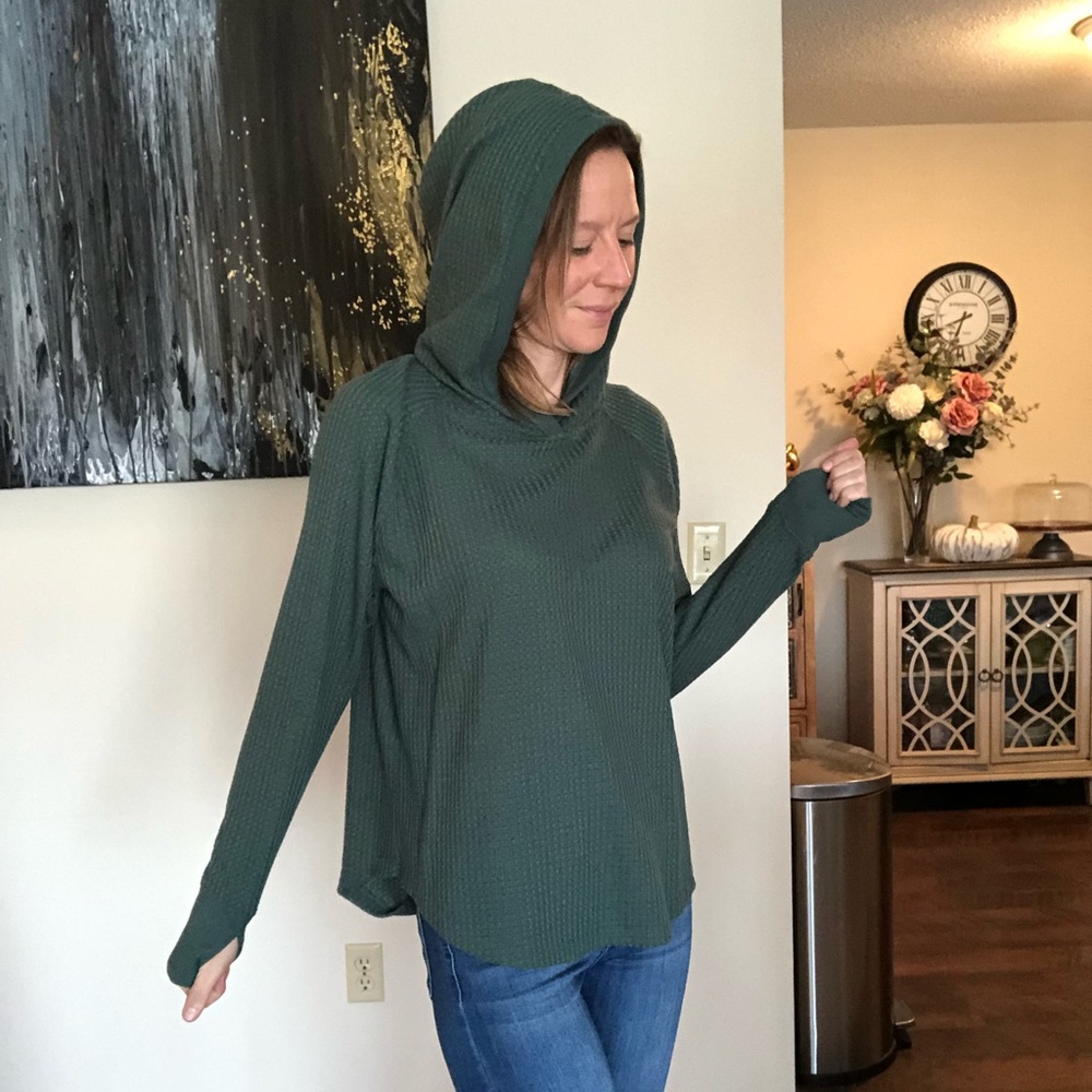 Waffle knit Calvin Klein hoodie. Green. Size S.